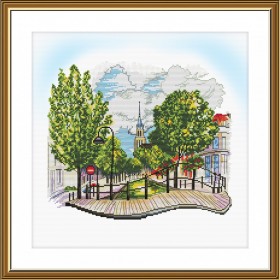 Набор для вышивки нитками на канве с фоновым изображением Весенний городок  Новая Слобода (Нова слобода) СР2295 - 440.00грн.