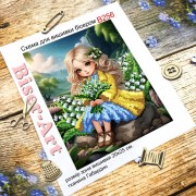 Схема вишивки бісером на габардині Бісер Арт Дівчинка з конваліями 20х30-В256