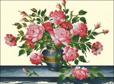 Схема вышивки бисером на габардине Нежные Розы Эдельвейс А-2-014