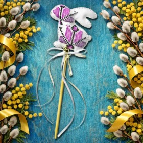 Набор для вышивки бисером на искусственной коже Wonderland Crafts Топпер Зайчик фиолетовый FLBB-186 Волшебная страна FLBB-186 - 250.00грн.