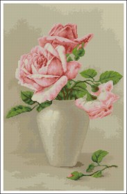 Схема вышивки бисером на габардине Розовые розы