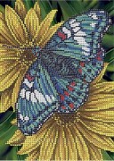 Схема вышивки бисером на габардине Бабочка