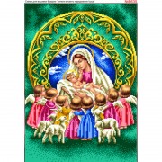 Схема вышивки бисером на габардине Ангелы приветствуют рождение Иисуса