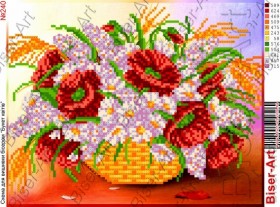 Схема вышивки бисером на габардине Полевые цветы