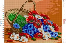 Рисунок на габардине для вышивки бисером Квіти у кошику Вишиванка А3-316