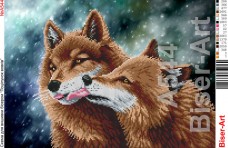 Схема вышивки бисером на габардине Волчья любовь Biser-Art 30*40-А544