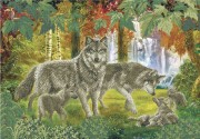 Схема вишивкі бісером на габардині Сім'я вовків