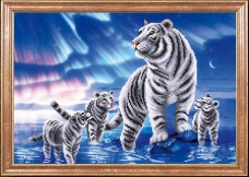 Схема для вышивки бисером на габардине Белые тигры Магия канвы КС-081 МК