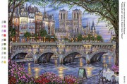 Малюнок на габардині для вишивки бісером Чарівний світ: вечір на березі Сени, Париж