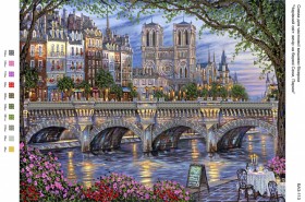 Рисунок на габардине для вышивки бисером Чарівний світ: вечір на березі Сени, Париж Вишиванка А3-113 - 96.00грн.