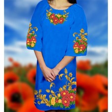 Заготовка женского платья на синем габардине Biser-Art Bis6050 синій