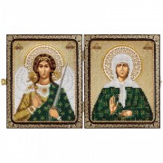 Набор для вышивки иконы бисером в рамке-складне Св. Матрона Московская и Ангел Хранитель