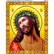 Схема вишивки бісером на габардині Ісус Христос у терновому вінку
