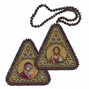 Набор для вышивания бисером двухсторонней иконы оберега Христос Спаситель и Богородица Казанская