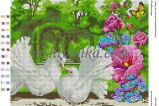 Рисунок на габардине для вышивки бисером Голуби в саду Вишиванка А3-196