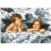Схема вышивки бисером на габардине Ангелы в облаках