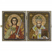 Набор для вышивки иконы в рамке-складне Николай Чудотворец и Ангел Хранитель