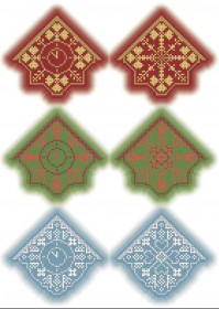 Схема для вышивки бисером на габардине Новогодние игрушки Часы
