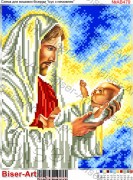 Схема вишивки бісером на габардині Ісус з немовлям