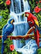 Набор для выкладки алмазной мозаикой Попугаи у водопада