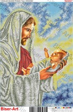 Схема вышивки бисером на габардине Ісус з немовлям Biser-Art 30х40-А627