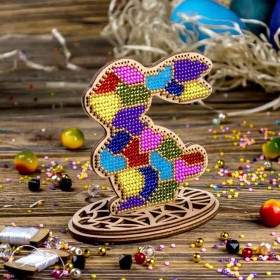 Набор для вышивки бисером по дереву Разноцветный кролик