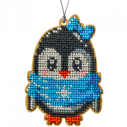 Набор для вышивки бисером по дереву Пингвин в голубом