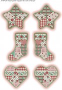 Схема для вышивки бисером на габардине Новогодние игрушки В стиле пэчворк
