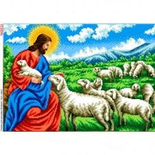 Схема вышивки бисером на габардине Иисус и овцы Biser-Art 30х40-В632