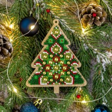 Набор для вышивки бисером по дереву Зеленая елочка Волшебная страна FLK-396