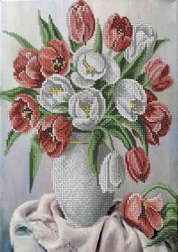 Схема вышивки бисером на габардине Букет тюльпанов Акорнс А4-К-1086 - 57.00грн.