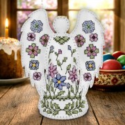 Набор для вышивки нитками на искусственной коже Wonderland Crafts Ангел с цветочными узорами FLHL-122