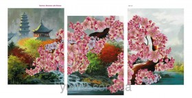 Схема вышивки бисером на габардине Весеннее чудо Японии (Триптих) Юма ЮМА-368 - 216.00грн.