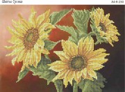 Схема для вышивки бисером на габардине Цветы солнца