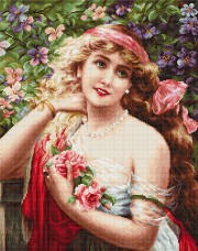 Набор для вышивки крестом Девушка с розами Luca-S В549