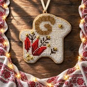 Набір для вишивки бісером по дереву Wonderland Crafts Ялинкова іграшка - Веселий баранчик FLK-636
