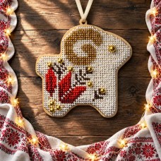 Набір для вишивки бісером по дереву Wonderland Crafts Ялинкова іграшка - Веселий баранчик FLK-636