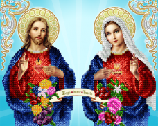 Схема для вышивки бисером на атласе Непорочное сердце Марии и Святое сердце Иисуса А-строчка АС3-034
