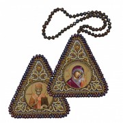 Набор для вышивания бисером двухсторонней иконы оберега Богородица Казанская и Николай Чудотворец