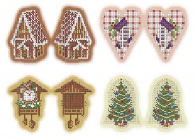 Схема для вышивки бисером на габардине Новогодние игрушки Рождество
