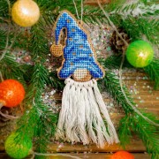 Набор для вышивки бисером по дереву Гном в синем колпаке 
