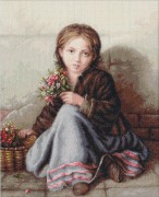 Набор для вышивки крестом Девочка с цветами