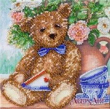 Набор-мини для вышивки бисером на натуральном художественном холсте Мишка-сладкоежка Абрис Арт AM-186