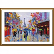 Набор для вышивки нитками на канве с фоновым изображением Парижские зонтики 