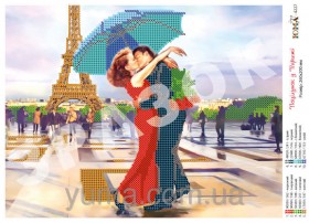 Схема вышивки бисером на габардине Поцелуй в Париже