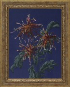 Схема вышивки бисером на ткани Хризантемы в саду