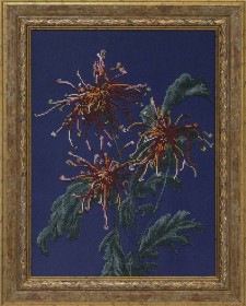 Схема вышивки бисером на ткани Хризантемы в саду