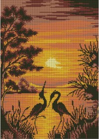 Схема вышивки бисером на габардине Цапли на закате солнца Акорнс А3-К-759 - 96.00грн.