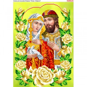 Схема вышивки бисером на габардине Петр и Февронья в розах Biser-Art 30х40-В629 - 108.00грн.