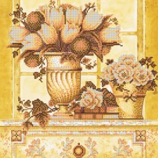 Схема вышивки бисером на холсте Палевые цветы Абрис Арт АС-336